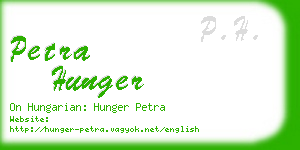 petra hunger business card